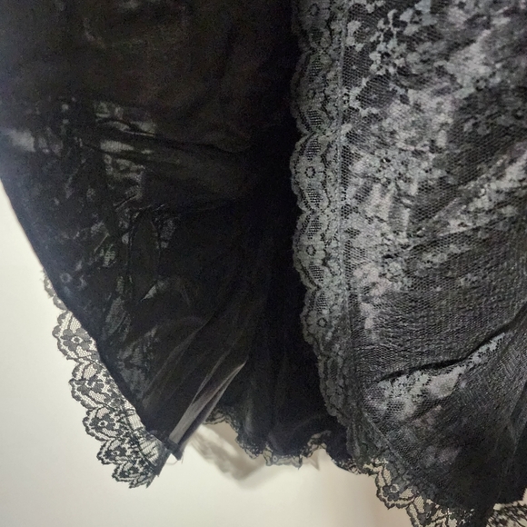 VINTAGE Gunne Sax Jessica McClintock Corset Bustier Tiered Lace Dress Black Red - Picture 11 of 16